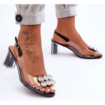 transparent heel sandal black sbarski σε προσφορά
