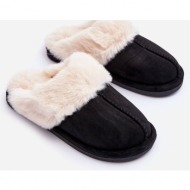 women`s slippers with fur black pinky