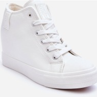 women`s leather sneakers on the big star mm274002 women`s sneakers white