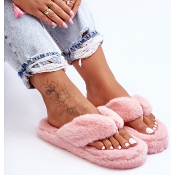 women`s fur slippers papcie pink elma σε προσφορά