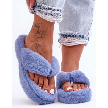 ladies leather slippers papcie blue elma σε προσφορά