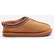  women`s suede slippers with fur brown polinna