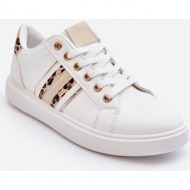  women`s leather sports shoes with animal pattern white rilee