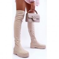  high zippered boots beige bagpipes