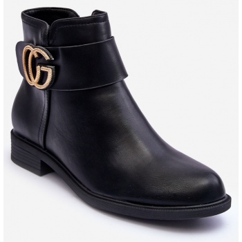 leather ankle boots with black galos σε προσφορά