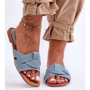 women`s material sandals light blue σε προσφορά