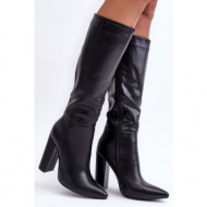  elegant heeled boots leather black eudonice