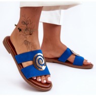  fashionable slippers with mirror decoration blue deep breath