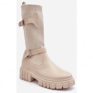  women`s insulated boots with stocking beige abroze
