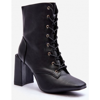 leather heeled shoes laced black divani σε προσφορά