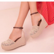  soho beige women`s wedge heels shoes 17148