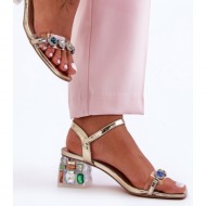 women`s heeled sandals with gold sbarski mr1037-01 crystals
