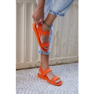  madamra women`s orange drawstring sandals