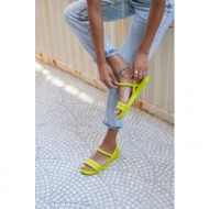  madamra women`s yellow double-banded puffy sandals