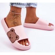  women`s light foam slippers bear pink parisso theme