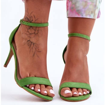 classic heeled sandals in suede green