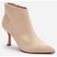  women`s suede heel shoes light beige merisa