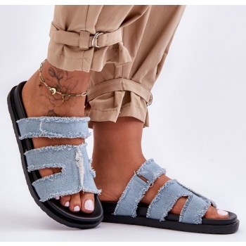 women`s fabric sandals with zipper blue σε προσφορά