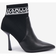  black leather heeled ankle boots karl lagerfeld pandara - ladies