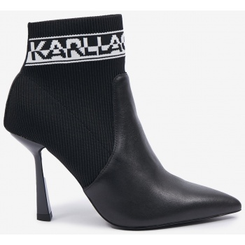 black leather heeled ankle boots karl σε προσφορά