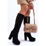  heeled boots and platform in front knee black baldrema