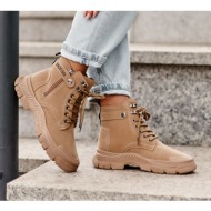  sciled suede women`s shoes trappers beige jailina