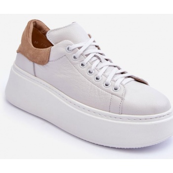 women`s platform leather shoes white σε προσφορά