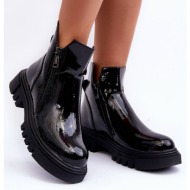  platform lacquered flat heel shoes seah black