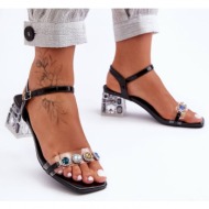  women`s high heel sandals with crystals black sbarski mr1037-01