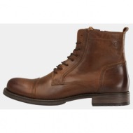  brown men`s leather ankle boots jack & jones russel