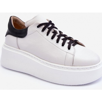 women`s platform leather shoes white σε προσφορά