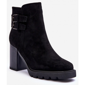 leather heeled shoes black makeline σε προσφορά