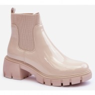  women`s lacquered shoes with sock beige cirie