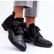  women`s flat heel shoes with lace black meroni
