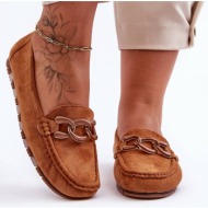  women`s suede moccasins with flat sole appia brown