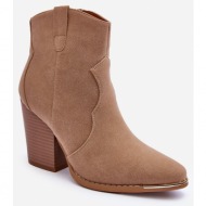  leather cowboy heel boots bezy lotoune