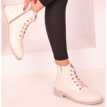 soho beige patent leather women`s boots σε προσφορά