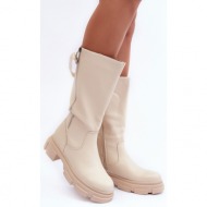  mid-calf boots light beige lizames