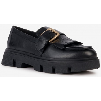 black women`s leather moccasins on the σε προσφορά