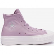  light purple women`s leather ankle sneakers on the converse platform - women