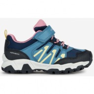  pink and blue girly sneakers geox magnetar - girls