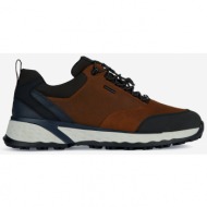  black-brown mens sneakers with leather details geox sterrato - men