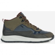  khaki mens ankle sneakers with suede details geox terrestre - men