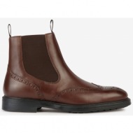  brown men`s leather ankle boots geox tiberio - men