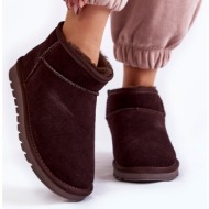  women`s suede low-rise snow boots brown shelie