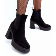  suede ankle boots on solid high heel black sunilda