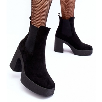suede ankle boots on solid high heel σε προσφορά