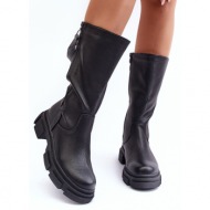 mid-calf black lizames boots