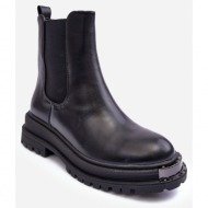  chelsea flat-heeled and platform boots, black, linestta