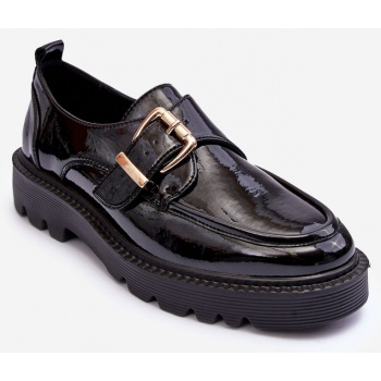 patent leather flat shoes with buckle σε προσφορά